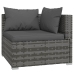 Set muebles de jardín 4 piezas y cojines ratán sintético gris