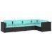 Set de muebles de jardín 5 pzas y cojines ratán sintético negro