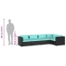 Set de muebles de jardín 5 pzas y cojines ratán sintético negro
