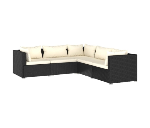 Set de muebles de jardín 5 pzas y cojines ratán sintético negro