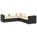 Set de muebles de jardín 5 pzas y cojines ratán sintético negro
