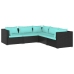 Set de muebles de jardín 5 pzas y cojines ratán sintético negro