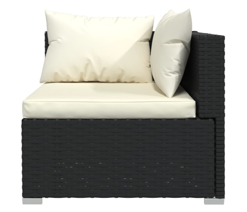 Set de muebles de jardín 6 pzas y cojines ratán sintético negro