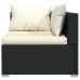 Set de muebles de jardín 6 pzas y cojines ratán sintético negro