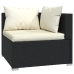 Set de muebles de jardín 6 pzas y cojines ratán sintético negro