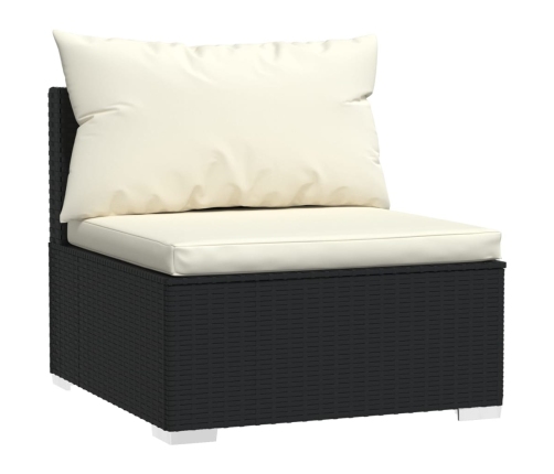 Set de muebles de jardín 6 pzas y cojines ratán sintético negro