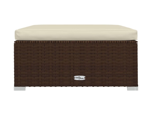 Set muebles de jardín 6 piezas y cojines ratán sintético marrón