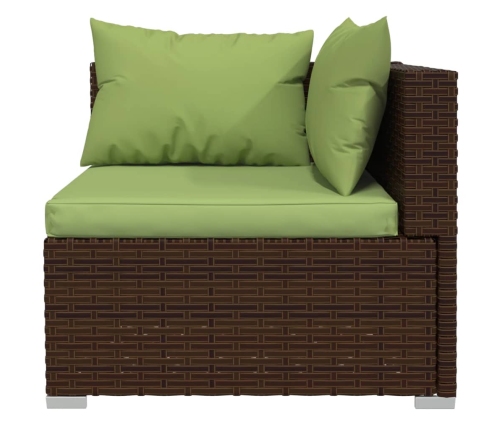 Set muebles de jardín 7 piezas y cojines ratán sintético marrón