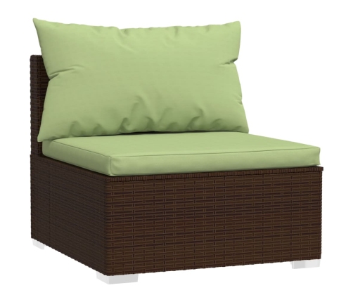 Set muebles de jardín 7 piezas y cojines ratán sintético marrón