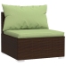 Set muebles de jardín 7 piezas y cojines ratán sintético marrón