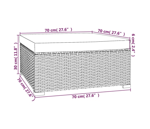 Set muebles de jardín 7 piezas y cojines ratán sintético marrón