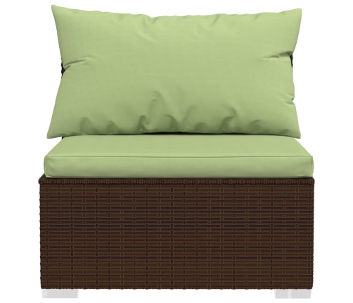 Set muebles de jardín 7 piezas y cojines ratán sintético marrón