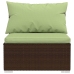 Set muebles de jardín 7 piezas y cojines ratán sintético marrón