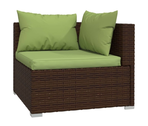 Set muebles de jardín 7 piezas y cojines ratán sintético marrón