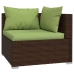 Set muebles de jardín 7 piezas y cojines ratán sintético marrón