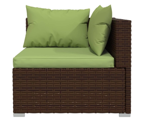 Set muebles de jardín 7 piezas y cojines ratán sintético marrón