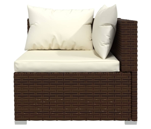 Set muebles de jardín 6 piezas y cojines ratán sintético marrón