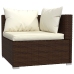 Set muebles de jardín 6 piezas y cojines ratán sintético marrón