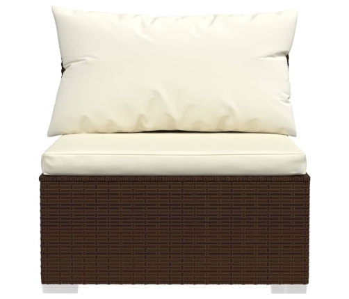 Set muebles de jardín 6 piezas y cojines ratán sintético marrón