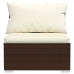 Set muebles de jardín 6 piezas y cojines ratán sintético marrón