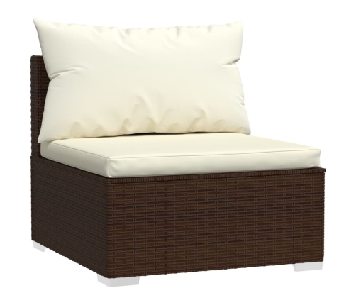 Set muebles de jardín 6 piezas y cojines ratán sintético marrón