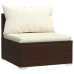 Set muebles de jardín 6 piezas y cojines ratán sintético marrón