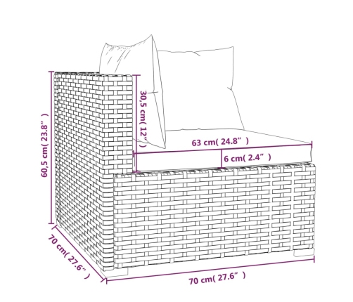 Set muebles de jardín 6 piezas y cojines ratán sintético marrón