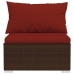 Set muebles de jardín 9 piezas y cojines ratán sintético marrón