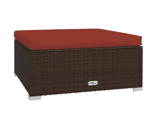 Set muebles de jardín 9 piezas y cojines ratán sintético marrón