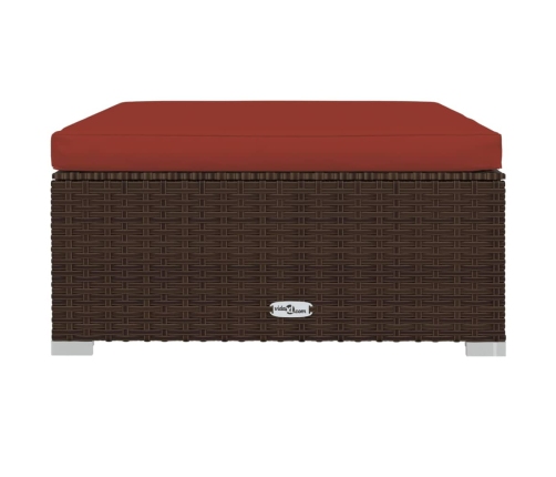 Set muebles de jardín 9 piezas y cojines ratán sintético marrón