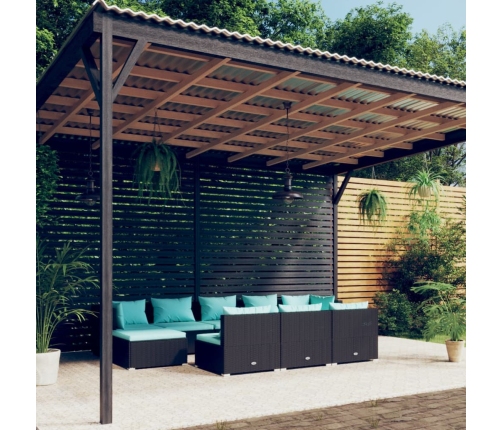 Set de muebles de jardín 10 pzas cojines ratán sintético negro