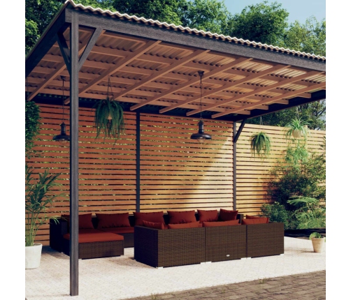 Set muebles de jardín 10 pzas y cojines ratán sintético marrón