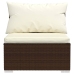 Set muebles de jardín 4 piezas y cojines ratán sintético marrón