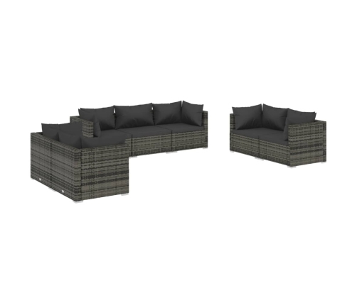 Set de muebles de jardín 7 pzas y cojines ratán sintético gris