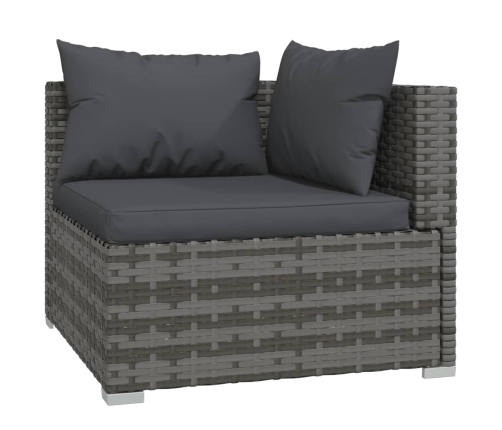 Set de muebles de jardín 7 pzas y cojines ratán sintético gris