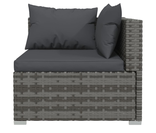 Set de muebles de jardín 7 pzas y cojines ratán sintético gris