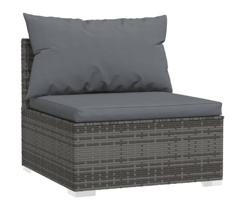 Set de muebles de jardín 7 pzas y cojines ratán sintético gris