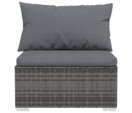 Set de muebles de jardín 7 pzas y cojines ratán sintético gris