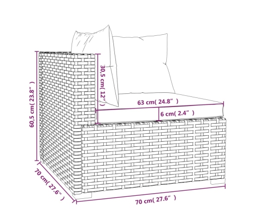 Set de muebles de jardín 7 pzas y cojines ratán sintético gris