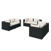 Set de muebles de jardín 6 pzas y cojines ratán sintético negro
