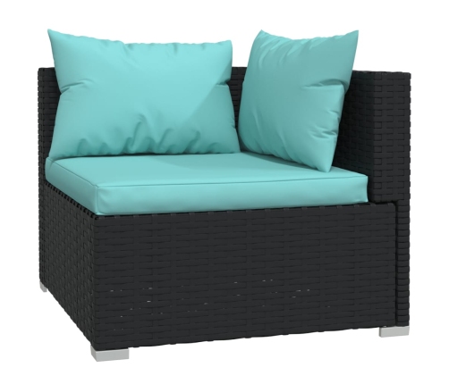 Set de muebles de jardín 6 pzas y cojines ratán sintético negro