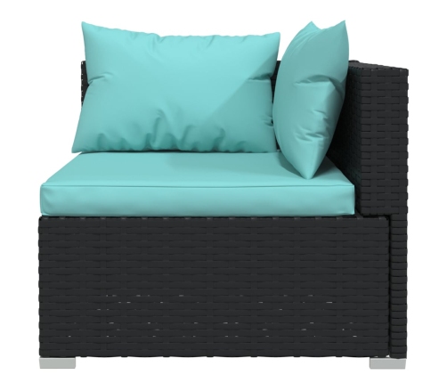 Set de muebles de jardín 6 pzas y cojines ratán sintético negro