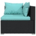 Set de muebles de jardín 6 pzas y cojines ratán sintético negro