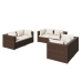 Set muebles de jardín 6 pzas y cojines ratán sintético marrón