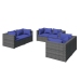 Set de sofás de jardín 6 piezas y cojines ratán sintético gris