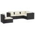 Set de muebles de jardín 5 pzas y cojines ratán sintético negro
