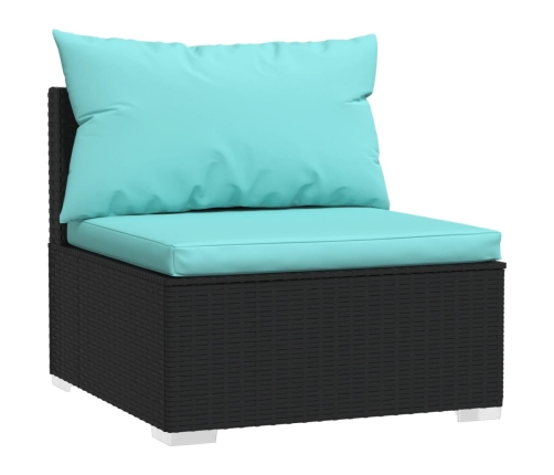 Set de muebles de jardín 5 pzas y cojines ratán sintético negro