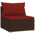 Set muebles de jardín 7 piezas y cojines ratán sintético marrón