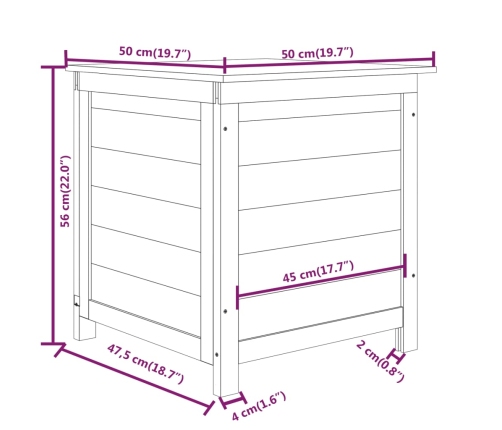 Baúl para cojines madera de abeto maciza 50x50x56 cm