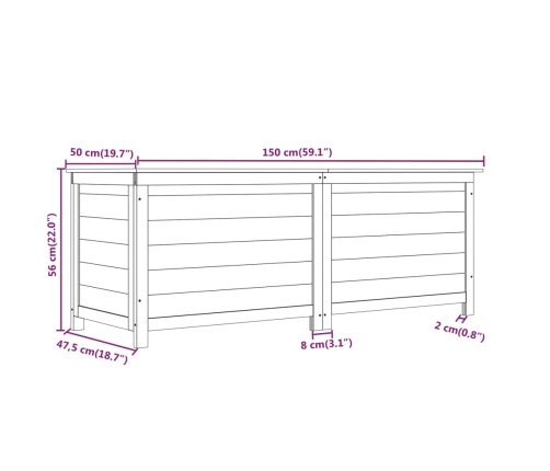 vidaXL Baúl para cojines madera de abeto maciza 150x50x56 cm